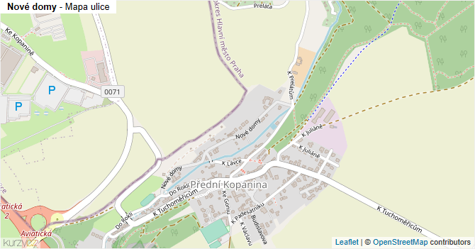 Nové domy - mapa ulice