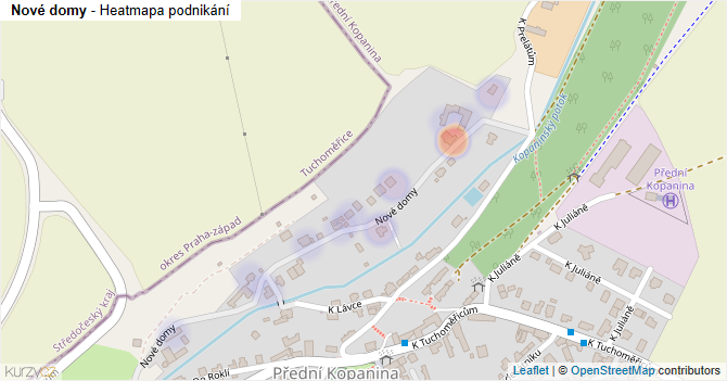 Nové domy - mapa podnikání