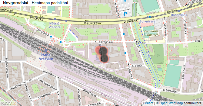 Novgorodská - mapa podnikání