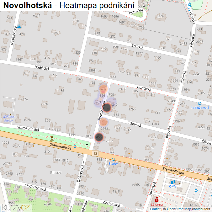 Mapa Novolhotská - Firmy v ulici.