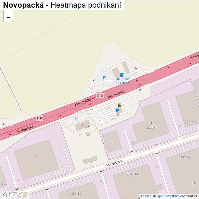 Mapa Novopacká - Firmy v ulici.