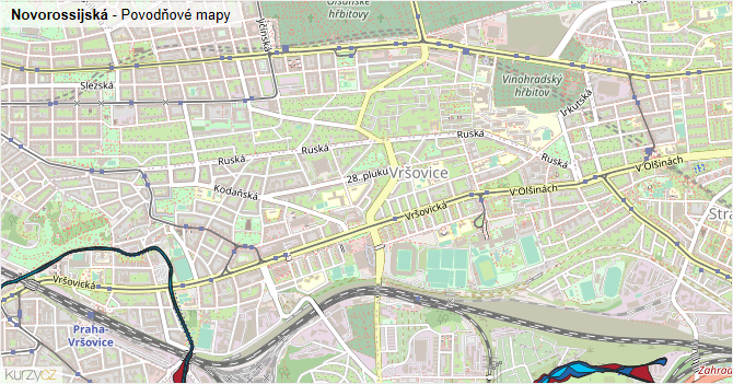 Novorossijská - záplavové mapy stoleté vody