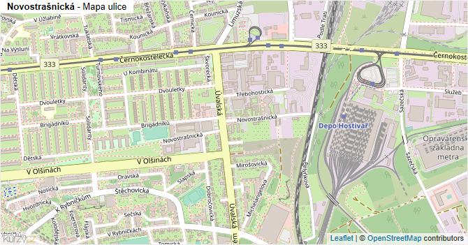 Novostrašnická - mapa ulice