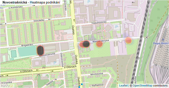 Novostrašnická - mapa podnikání