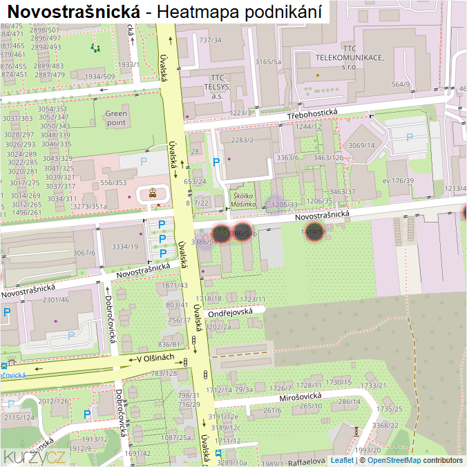 Mapa Novostrašnická - Firmy v ulici.