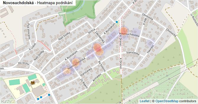 Novosuchdolská - mapa podnikání