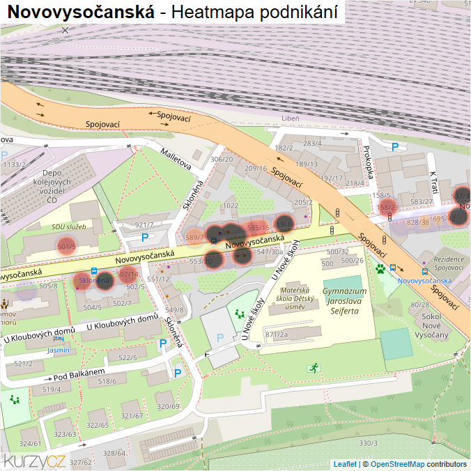 Mapa Novovysočanská - Firmy v ulici.