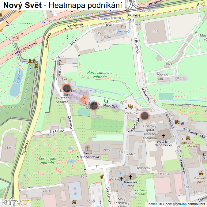 Mapa Nový Svět - Firmy v ulici.