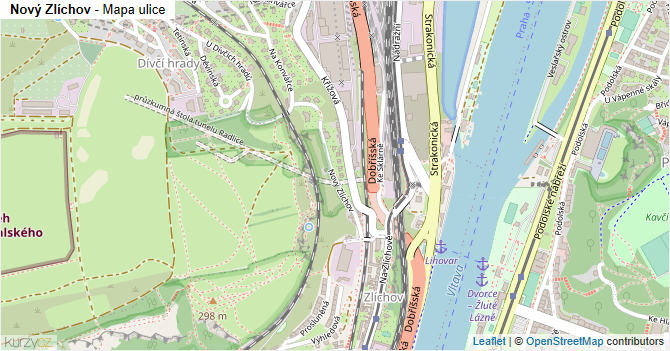 Nový Zlíchov - mapa ulice