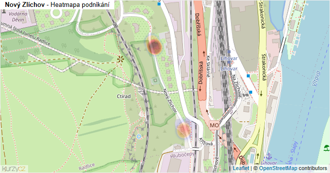 Nový Zlíchov - mapa podnikání