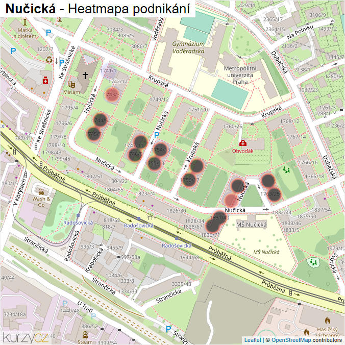 Mapa Nučická - Firmy v ulici.