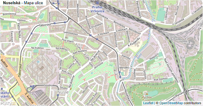 Nuselská - mapa ulice
