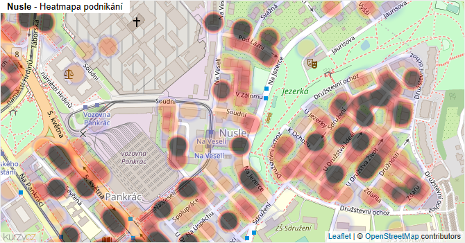 Nusle - mapa podnikání