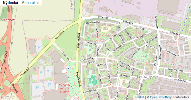 Nýdecká - mapa ulice