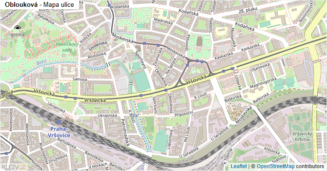 Oblouková - mapa ulice