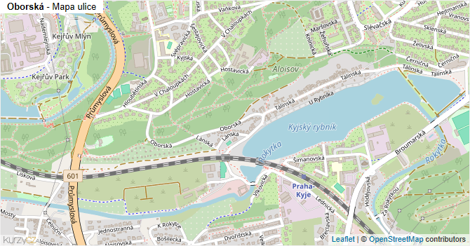 Oborská - mapa ulice