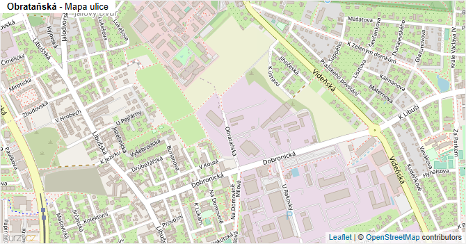 Obrataňská - mapa ulice