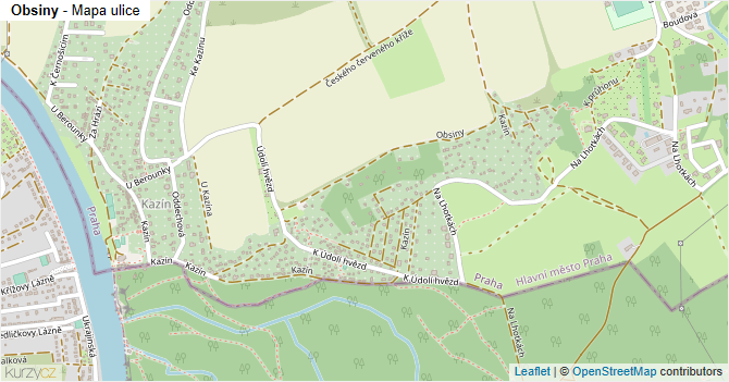 Obsiny - mapa ulice