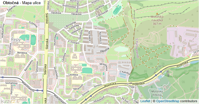 Obtočná - mapa ulice