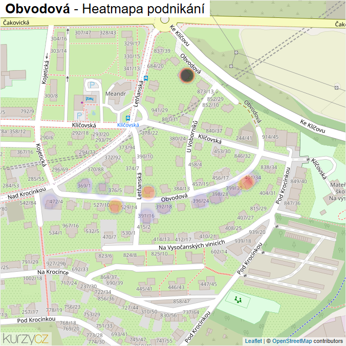 Mapa Obvodová - Firmy v ulici.