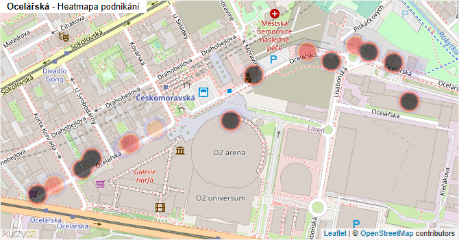 Ocelářská - mapa podnikání