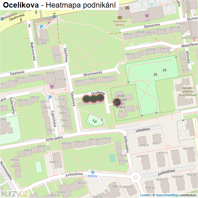 Mapa Ocelíkova - Firmy v ulici.