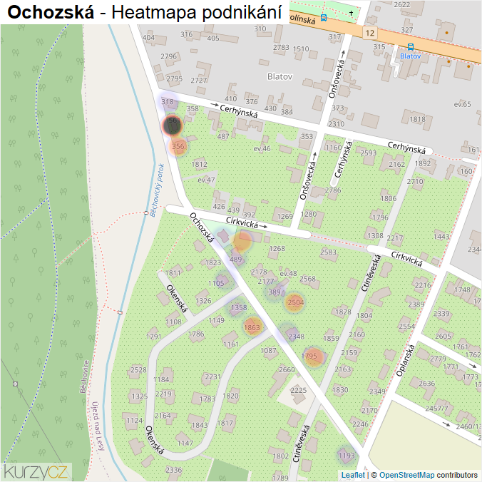 Mapa Ochozská - Firmy v ulici.