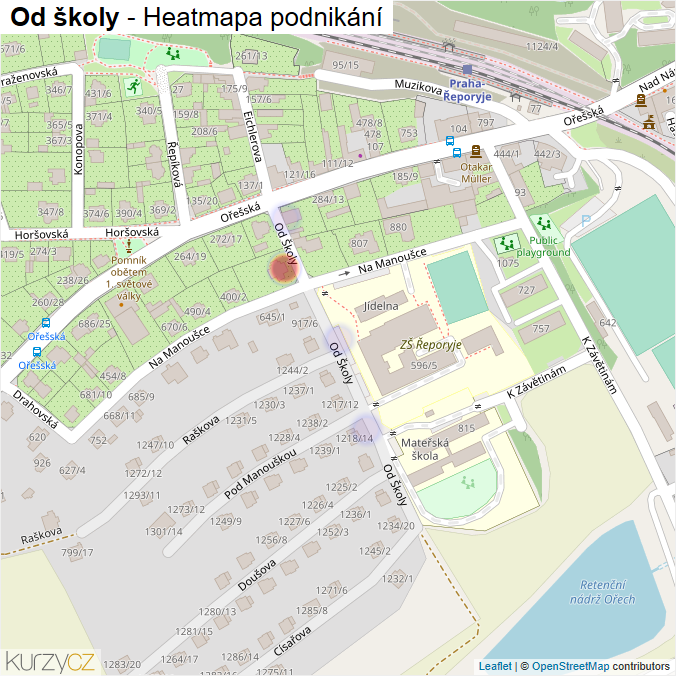 Mapa Od školy - Firmy v ulici.
