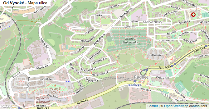 Od Vysoké - mapa ulice