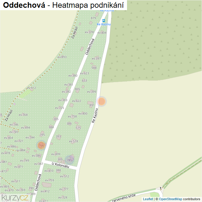 Mapa Oddechová - Firmy v ulici.