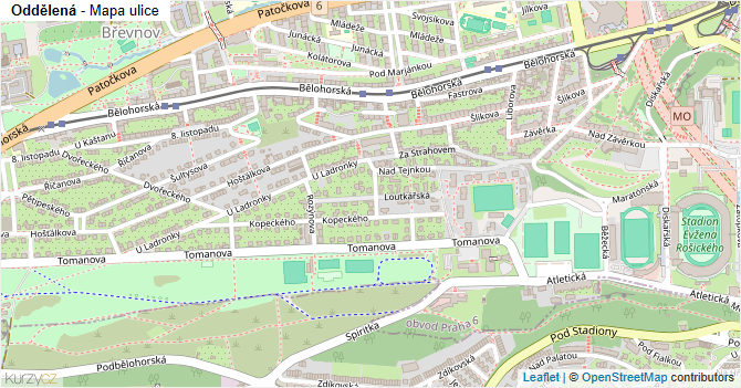 Oddělená - mapa ulice