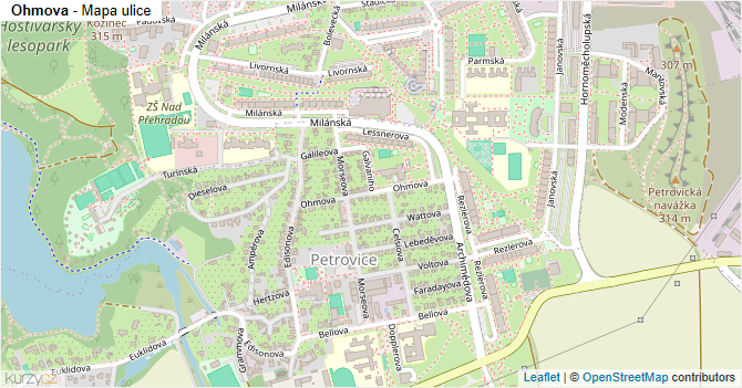 Ohmova - mapa ulice