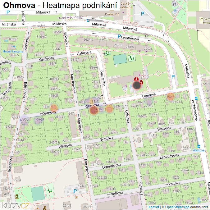 Mapa Ohmova - Firmy v ulici.