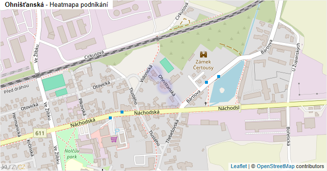 Ohnišťanská - mapa podnikání
