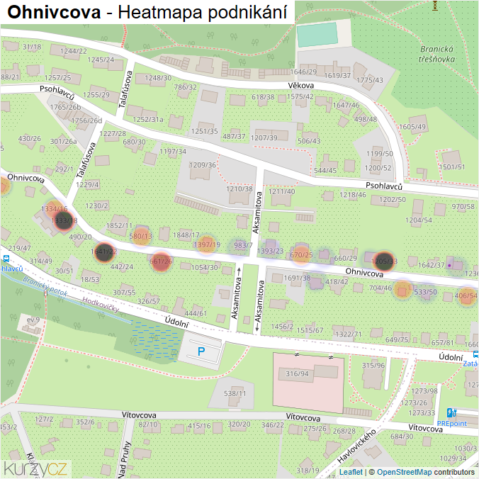 Mapa Ohnivcova - Firmy v ulici.