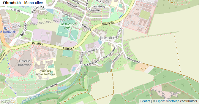Ohradská - mapa ulice