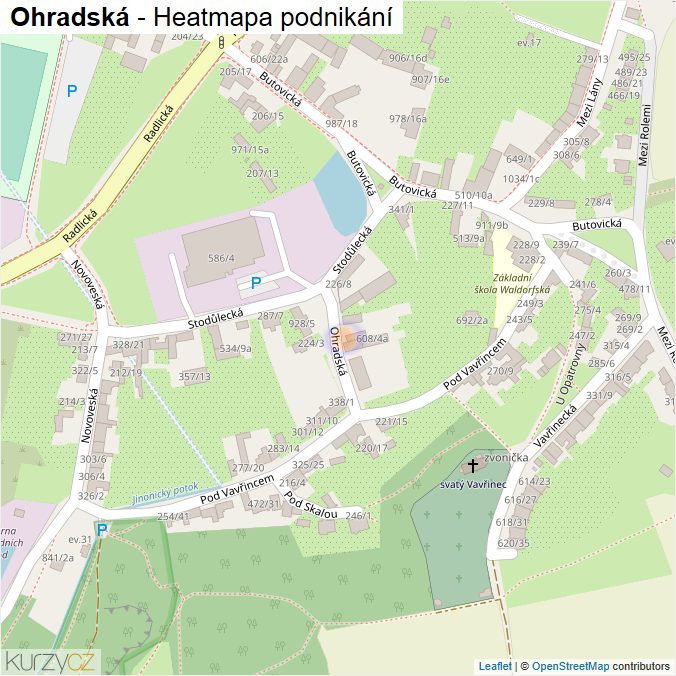 Mapa Ohradská - Firmy v ulici.