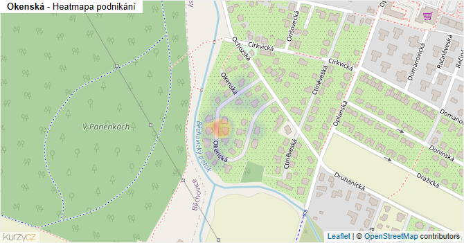 Okenská - mapa podnikání