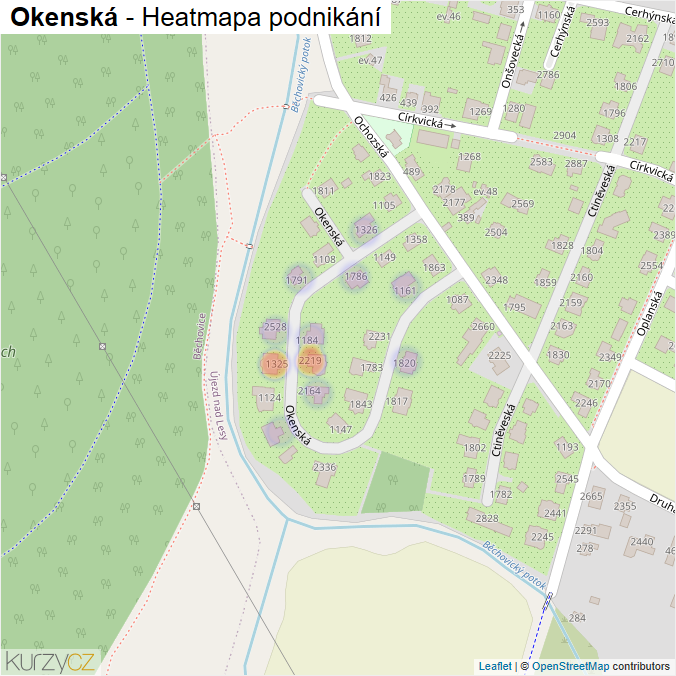 Mapa Okenská - Firmy v ulici.