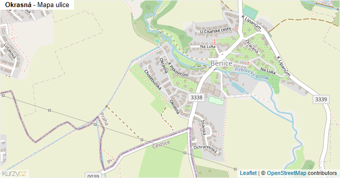 Okrasná - mapa ulice