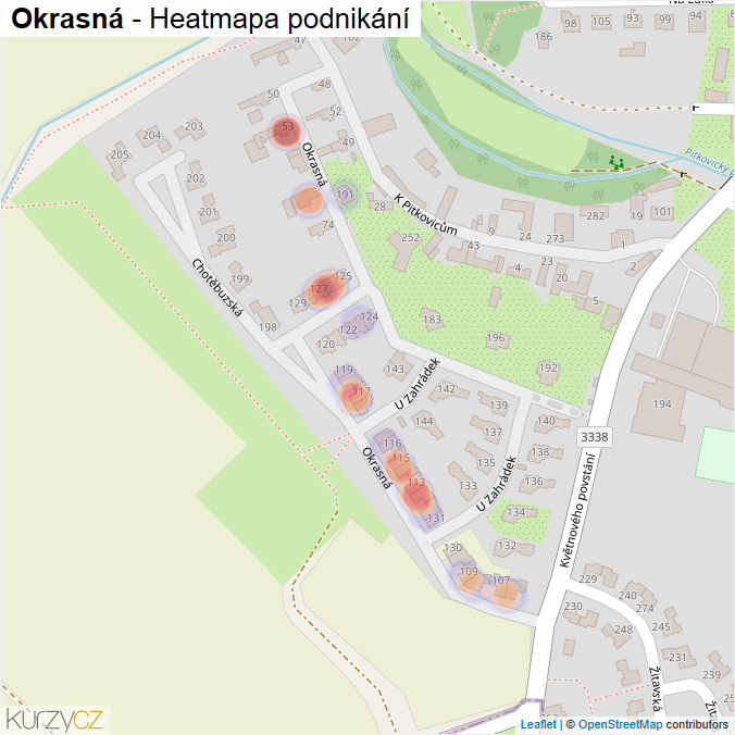 Mapa Okrasná - Firmy v ulici.