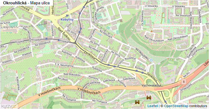 Okrouhlická - mapa ulice