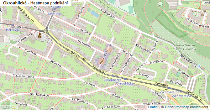 Okrouhlická - mapa podnikání