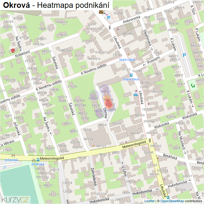 Mapa Okrová - Firmy v ulici.