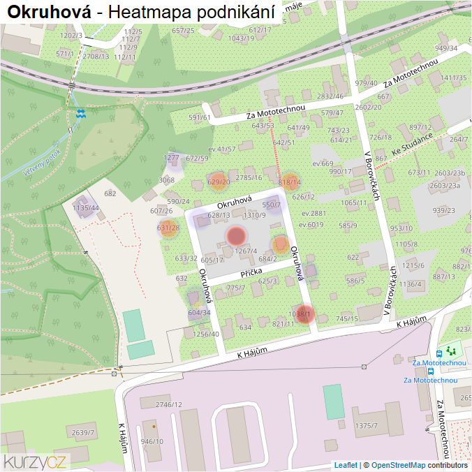 Mapa Okruhová - Firmy v ulici.