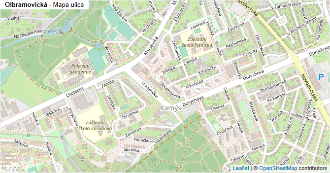 Olbramovická - mapa ulice