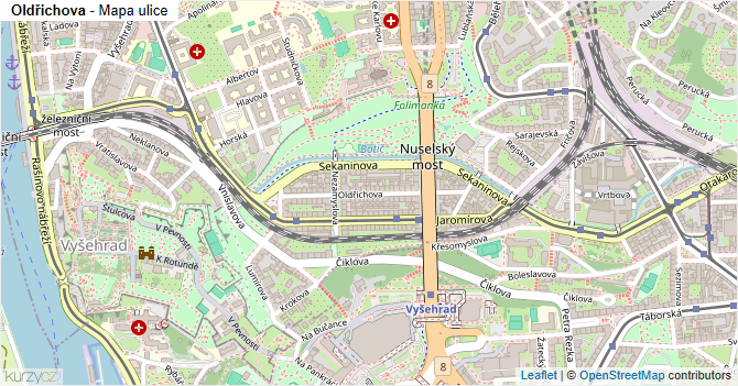 Oldřichova - mapa ulice