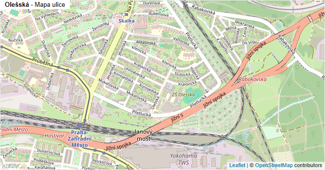 Olešská - mapa ulice