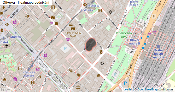 Olivova - mapa podnikání