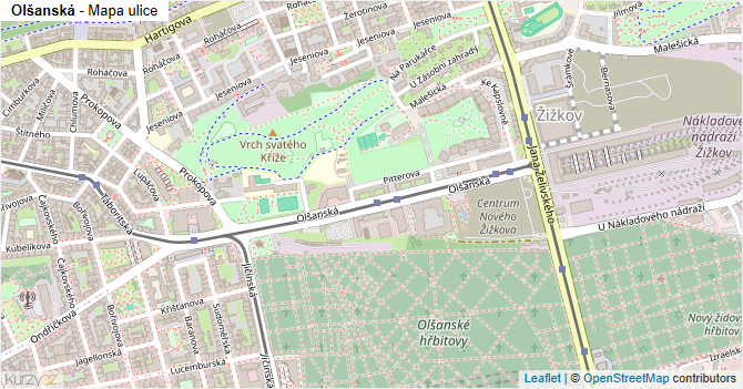 Olšanská - mapa ulice